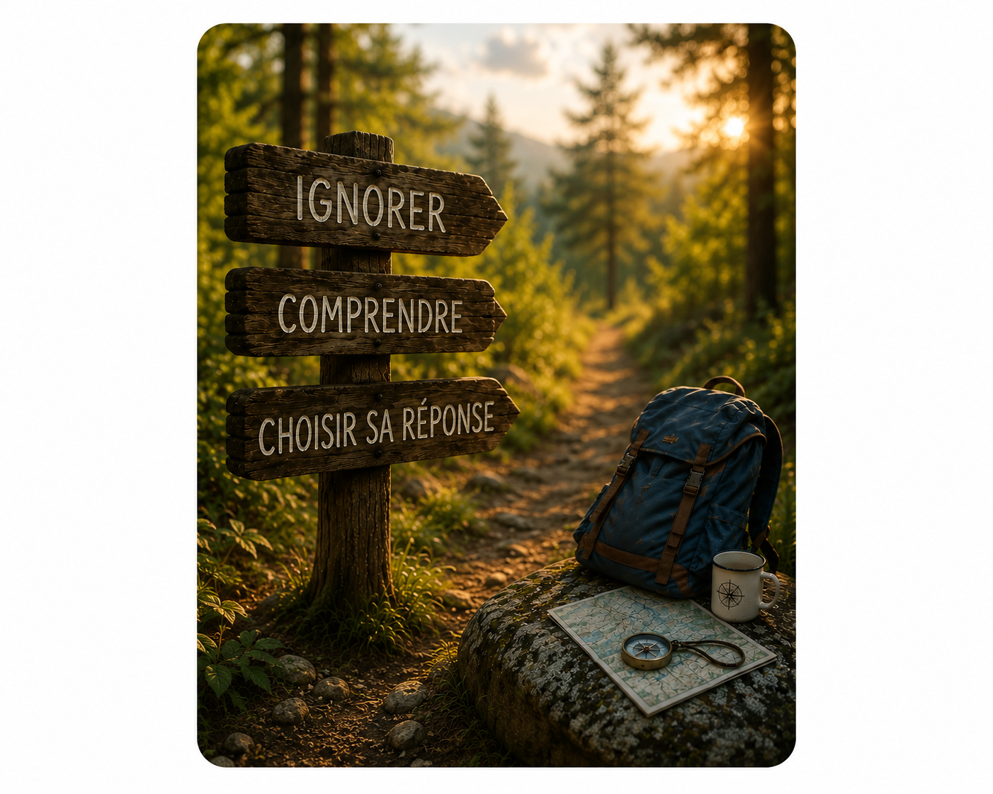 Illustration de la psychologie de l'enfant à l'école montrant un chemin de réflexion autour des relations entre enfants, des émotions et des stratégies face aux moqueries.