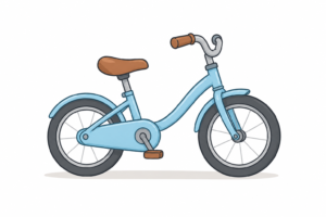 Vélo d'enfant bleu illustrant l'apprentissage progressif de l'autonomie. Comme pour le vélo, les compétences relationnelles se développent avec l'accompagnement des adultes puis l'expérience personnelle.